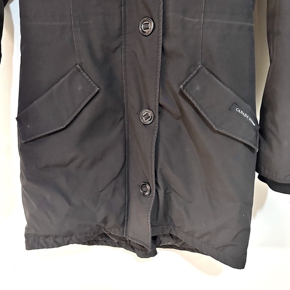 Canada Goose Rossclair Parka Heritage Women’s Sz Small Black Coat Fur Hood Trim - Picture 15 of 16